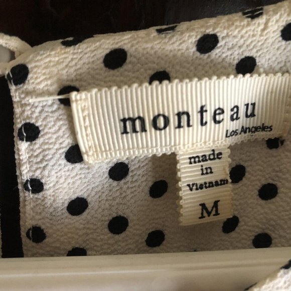 Monteau La Black and White Polka Dot Cold Shoulder Blouse SALE 40% OFF AS MARKED - Picture 4 of 7